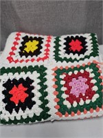 Vintage White Granny Square Afghan Roseanne Style
