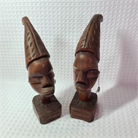 Hand Carved African Tribal Head Statues