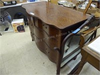 Vintage curved front chest of drawers w/ mirror AS