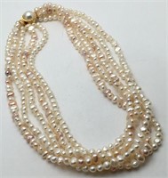 Cultured Pearl Multi Strand Beaded Necklace