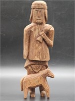 Carved Wooden Folk Art Statue of Native American