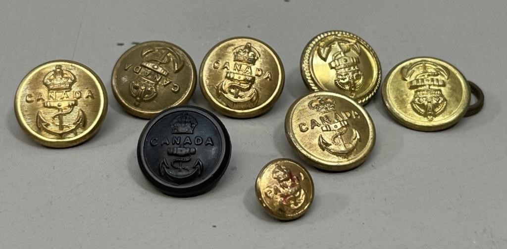 8 Naval Metal Buttons VTG