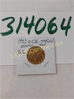 1993 Gold Maple Leaf QE II 1/2 Tr. oz. coin