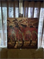 Unique oil on canvas of bicycles
