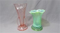 Imp 2 handled vase and Opalescent 6" vase