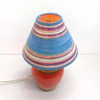 Night light lamp works stripes shade & orange bulb