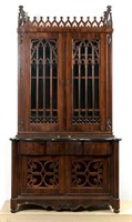 Gothic Revival 4 Door Mahogany Secretary/ Bookcase