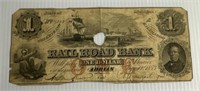 August 1st, 1853 Railroad Bank One Dollar