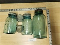 3 Vintage Glass Mason Jars