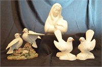 Hull Madonna Planter and Dove Figurines