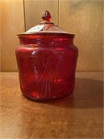 Red depression glass cookie jar glassware