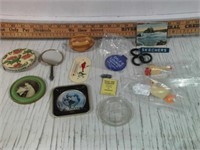 COMPACT, INLAY EGG, ASHTRAY, PICTURE, GEESE