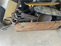 Box full of Antique Castiron Pieces; Other Wagon