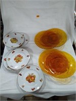 5 Collectors plates, 4 Amber plates
