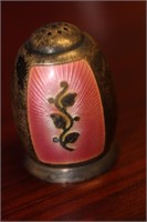 An Enamel Sterling Salt or Pepper Shaker