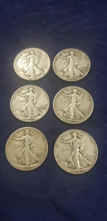 (6) Assorted Silver Half Dollar Coins