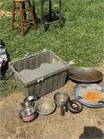 Assorted Metal Items And Tote