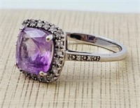 10K White Gold Amethyst Ring