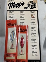 Mepps #3 Spoon Fishing Lure Display & 3 spoons