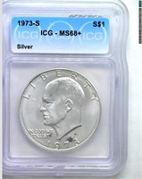 1973-S Silver Ike ICG MS68+ LISTS $800