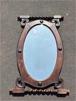 Vintage Wood Framed Oval Mirror - No Shipping