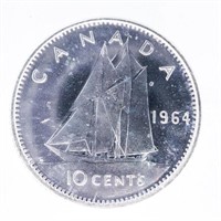 Canada, 1964 Silver 10 Cents PL66 Heacy Cameo ICCS