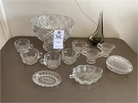 Crystal Punch Bowl & Cups