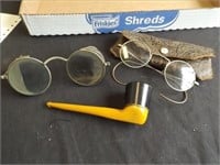 Vintage Eye Glasses & Pipe