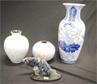 Oriental blue & white painted mantle vase