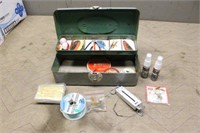 Tackle Box With Vintage Fishing Equipment, Lures,