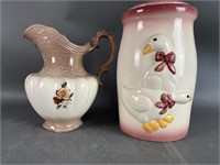 Ceramic Pitcher & Decorative Milk Churn