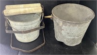 (AE) Vintage Wringer Mop Wash Bucket And Metal