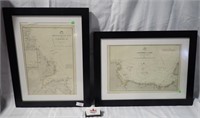 2 FRAMED MAPS + LITHOGRAPH