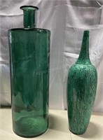 Like New 2 Large Floor Vases/Green