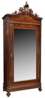 VICTORIAN MAHOGANY CARVED, MIRRORED ARMOIRE