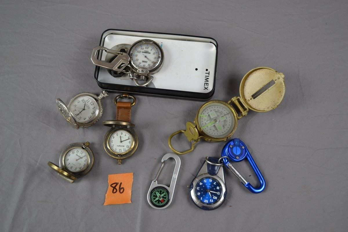 86: (2) Remington pocket watches, compasses