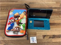 Nintendo 3DS Aqua Blue Console MarioKart 7 Case