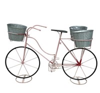 Metal outdoor bicycle plant stand
