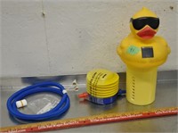 Pool chlorine puck floatie, air pump