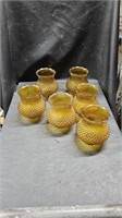 6 Hobnail Amber Globes