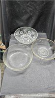 3 Large Glass Serving Bowls