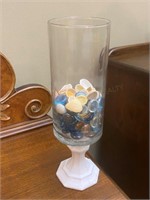 Glass Vase w/Shells & Stones