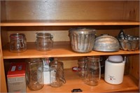 GROUPING OF ROUND GLASS CONTAINERS, MOLDS,