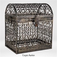 Filigree Metal Trunk Chest - Treasure/ Wine Holder