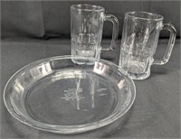Anchor Ovenware Pie Plate & Glass Beer Mug Set