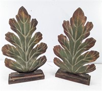 (2) Decorative Leaf Bookends