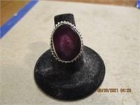 Purple Agate Marked 925 Size 6 Ring (7.90g)