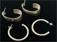 Sterling Hoop & Curved Earrings - 925 Silver