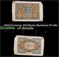 1920 Germany 100 Marks Banknote P# 69a Grades vf d