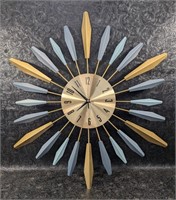 Sunburst Metal Clock, Battery Powered, Works